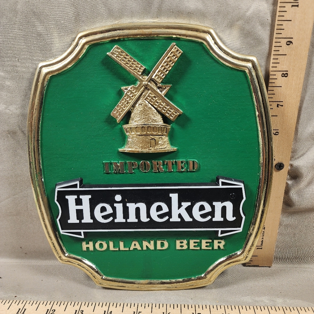 Vintage Heineken Beer Sign Plastic Plaque Man Cave Bar Decor Holland Beer